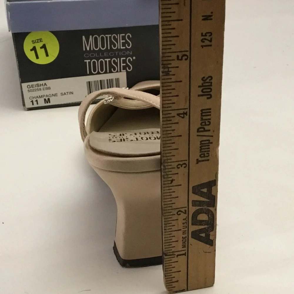 Mootsies Tootsies 11M Geisha Champagne Satin 3.25” Heels - CZ Buckles - Wedding - Picture 10 of 10